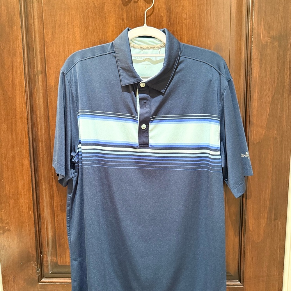 Walter Hagen Navy and Light Blue Classic Golf Polo Shirt (Like New)